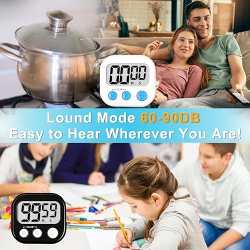 ZILLEEN Classroom Timer for Kids Teachers 2 Pack Digital Timers Black White