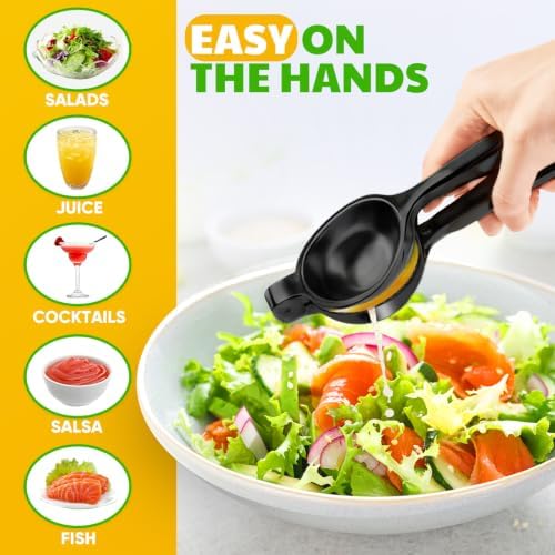 Lemon Squeezer Large, Lemon Squeezer Juicer Stainless Steel, Heavy Duty Manual Citrus Juicer Hand Press, Kitchen Tools Lime Squeezer Bar Tool, Easy to Clean Metal Lemon Hand Press