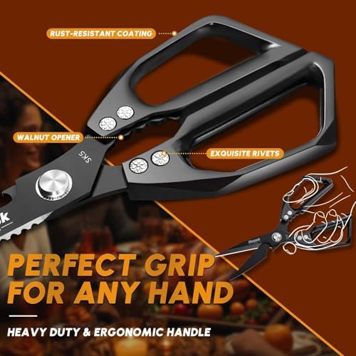 HUUSK Kitchen Scissors for Food, Multifunction Kitchen Shears Heavy Duty