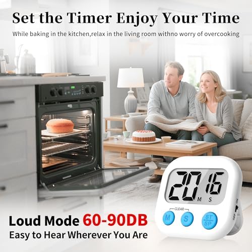 ZILLEEN Digital Kitchen Classroom Timers for Kids Cooking 6pcs Wht Blu Pk