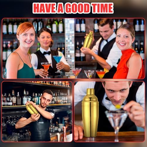 Nitial 6 Pcs Bar Cocktail Shaker Stainless Steel, Gold, 25 oz