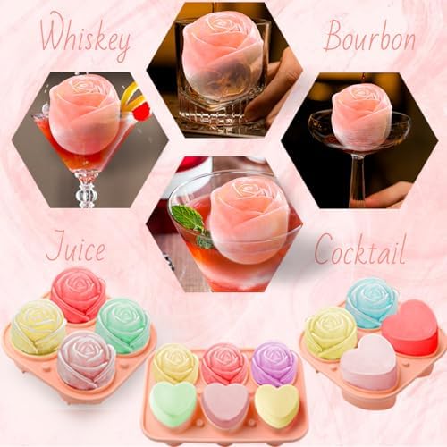 Rose Ice Cube Mold,2" x 8 ices,Large Ice Cube Molds,Ice Cube Tray