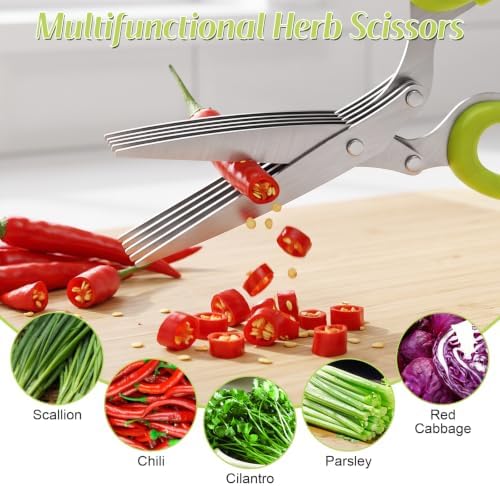 2027 New Herb Scissors with 5 Thickened Sharp Blades