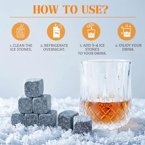 JOVIPOP Whiskey Stones Set, Gifts for Men Dad Uncle, 8PCS Rocks