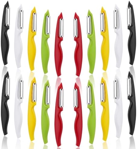20 Pack Straight Vegetable Peeler Bulk with Sharp Blade, 5 Colors Potato Peelers for Kitchen, Swivel Blade Peeler Tools with Ergonomic Grip for Potatoes Carrots Fruit Kitchen Restaurant