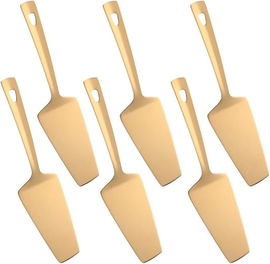 6 Pcs Gold Cake Server, Stainless Steel Titanium Plated Pizza Spatula Professional Shovel Server For Cake/Pie/Pizza, Dishwasher Safe(10.3 inches/26.2cm)