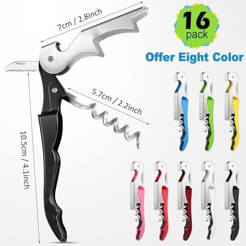 Honoson 16 Pieces Wine Opener Bulk Corkscrew Bottle Wine Key, Fresh Colors