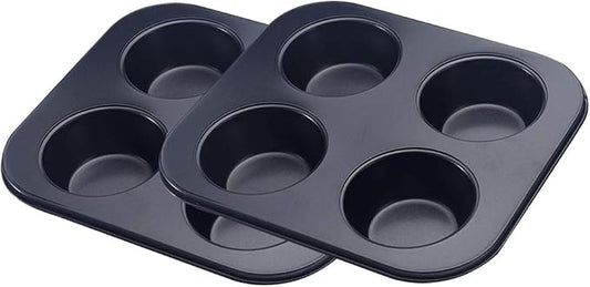 Muffin Pan, Non-Stick 4 Cup Bakeware Muffin Tin Cupcake Pan, Pack of 2, Carbon Steel
