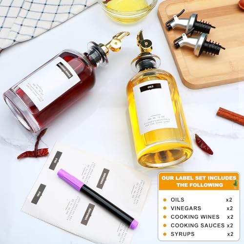 Salzesfalls 2Pcs 12oz Olive Oil Dispenser Bottle, Oil Dispenser for Kitchen