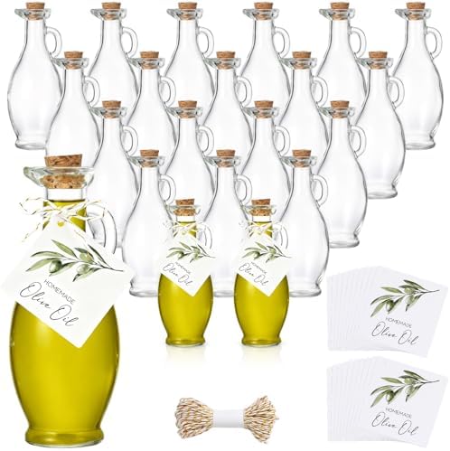 Vesici 20 Set 8.5 oz Mini Olive Oil Glass Bottle with Stopper, Party Favors