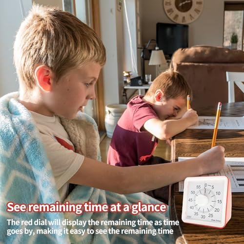 60 Minutes Countdown Visual Timer,Manage Time Well for Kids and Adults,Silent Travel Time Design for Education,Classroom,Home,Office (2*Red)