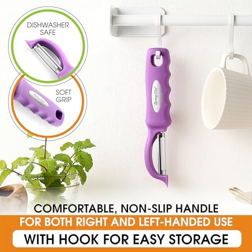 Spring Chef Stainless Steel Swivel Vegetable Peeler & Professional Large Dough Blender - 2 Product Bundle - Orchid