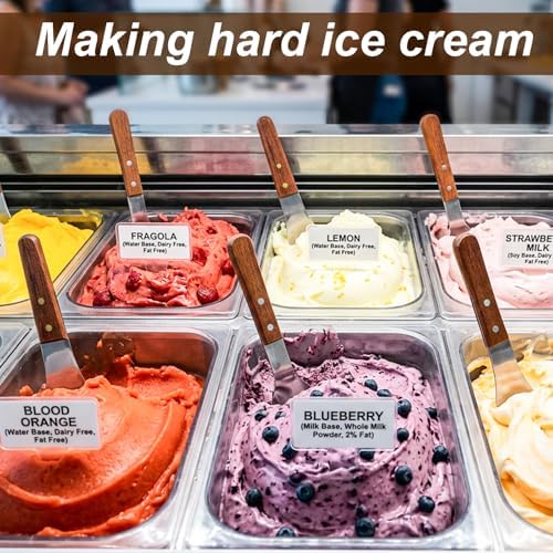 Yesland Ice Cream Scoop Set 2 Pack, Stainless Steel Ice Cream Spade with Wooden Handle, Heavy Duty Flat Paddle for Hard Frozen Dessert, Butter Cutter Cake Scraper for Kitchen Home Commercial Use