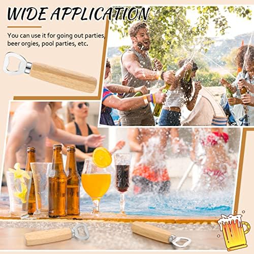 Lounsweer 30 Pcs Stainless Steel Wine Bottle Opener Bulk, Wooden Handheld