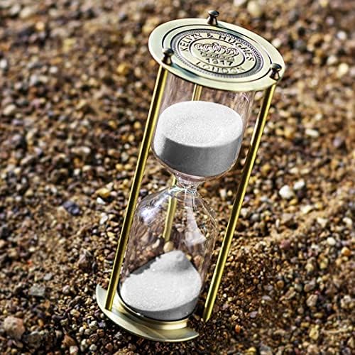 Vintage Brass Sand Timer Hourglass 3 Minute, Small Sand Clock, Antique Grave Sand Watch 3 Min,Antiguo Reloj De Arena 3 Minuto,Metal Unique Sandglass for Gifts, Desk, Bookshelf, Office Decor
