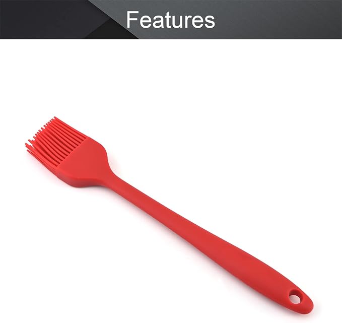 Utoolmart 1pcs Silicone Brush Pastry Oil Basting Heat Resistant Cooking Essential Cookware for Kitchen Barbecue Pastries Cakes Desserts Prepare Red