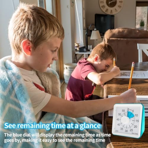 60 Minutes Countdown Visual Timer,Manage Time Well for Kids and Adults,Silent Travel Time Design for Education,Classroom,Home,Office (2*Blue)