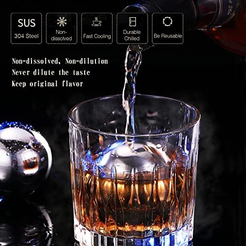 4Pcs Metal Ice Cubes for Whiskey, Reusable Steel Balls & Whiskey Stones