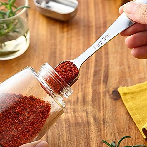 MEKBOK Heavy Duty Stainless Steel Metal Measuring Spoons for Dry or Liquid, Fits in Spice Jar, Set of 6