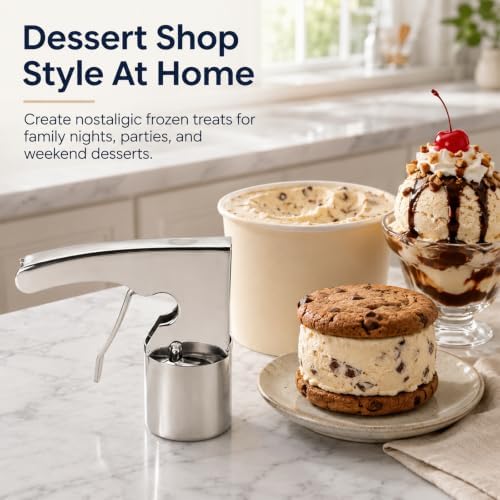Stainless Steel Trigger Ice Cream Scoop, Cylindrical Ice Cream Disher