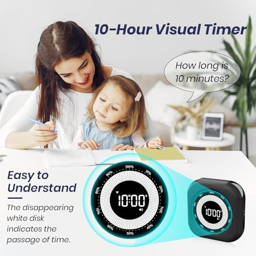PERSUPER Visual Timer for Kids, Rechargeable 10-Hour Count Up/Down Timer