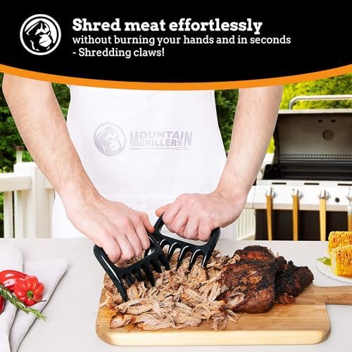 Mountain Grillers Meat Claws - Pulled Pork Shredder Tools for BBQ - Bear Claws for Shredding Meat on Grill, Smoker, or Barbecue - Heavy Duty Grilling Accessories - Pack of 2, Black
