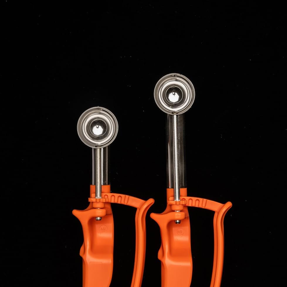 【Extended】Size 100 ORANGE (0.32 oz.) VODOMAX Commercial Food Disher, 13 Sizes, #100 Scoop, Stainless 18-10, Cookie Scoop, Best Seller Disher, Portion Control, Melon Scoop, Ice Cream Scoop