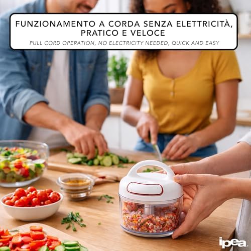 IPEA Manual Multifunctional Onion Chopper - Stainless Steel Blades + Handle - Mini Vegetable Cutter for Cutting and Chopping Garlic, Onions, Vegetables, Herbs