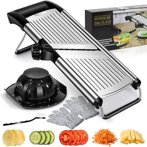 MASTERTOP Adjustable Mandoline Food Slicer,Vegetable Slicer Fruit Cutter