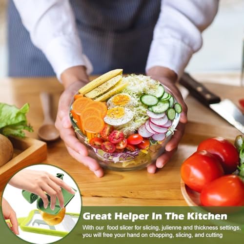 Multi Handheld Mandoline Slicer, Stainless Steel Professional Vegetable Slicer with Comfortable Grip, Vegetable Slicer for Potatoes, Onions, Cucumbers, Cheese, Easy to Clean