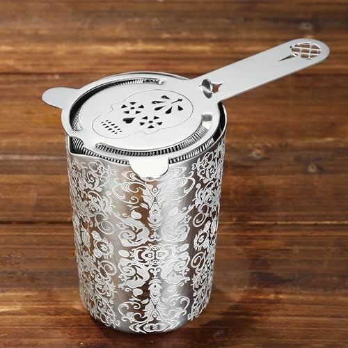 Unbreakable Cocktail Mixing Glass,Stirring Tin, Bar Mixing Pitcher with Spirit Pattern, 17-ounce / 500ml (Spirit Silver)