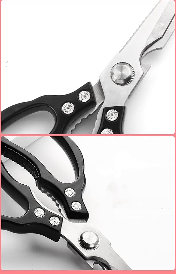 AWinjoy Heavy Duty Sharp Kitchen Scissors, Dishwasher Safe, Cooking Shears for Meat, Chicken, Fish, Poultry, Herb, Bread (Black)