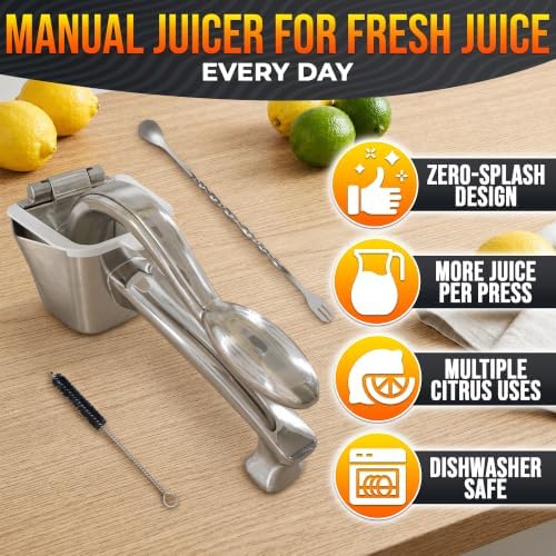Manual Lemon Squeezer & Citrus Juicer Hand Press, 304 Stainless Steel