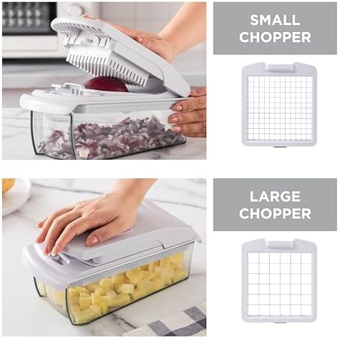 Cook with Color Vegetable Chopper - Multifunctional 11 in 1 Vegetable Chopper with Container - Food Chopper to Dice, Chop, Slice, Julienne and Spiralize, Gray