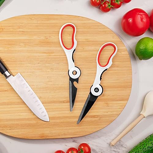 Premium 4-in-1 Kitchen Shears - White & Red - 3 Sets (3 Scissors)