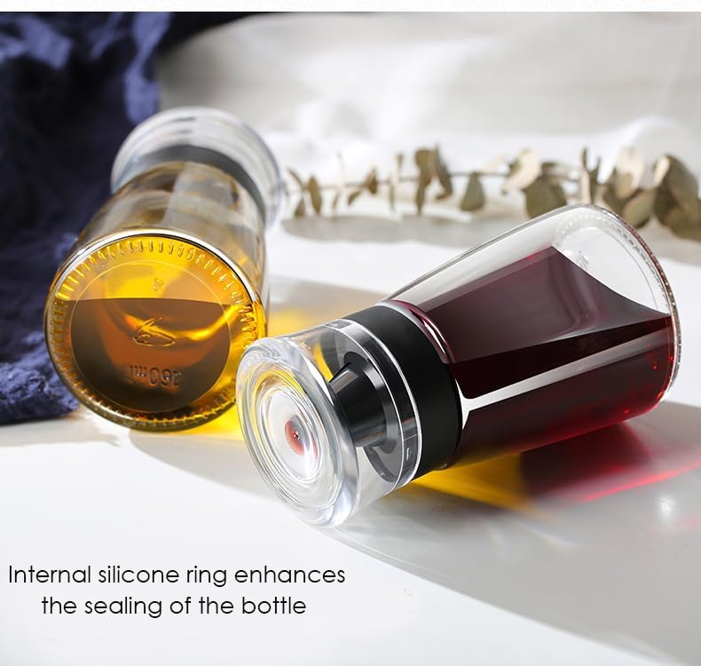Leak-proof Oil Dispenser Bottle for Outdoor Camping, 160 ml/5.4 oz Glass Olive Oil and Vinegar Cruet, Well Sealed for Picnic Kitchen, 4 Pack