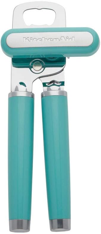 KitchenAid Classic Multifunction Can Opener/Bottle Opener, 8.34-Inch, Aqua Sky and KitchenAid Measuring Cups, Set Of 4, Aqua Sky