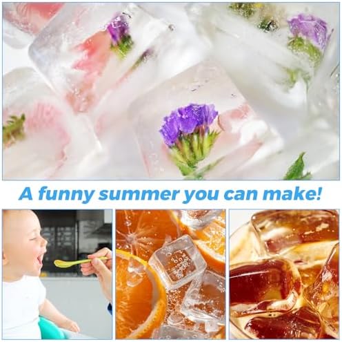 Large Ice Cube Tray, 4 Piece Silicone Ice Cube Tray with Lid for Whiskey, Cocktails, Beer, Wine, Refrigerated Drinks, BPA Free, Stackable Reusable (Green+Blue+Yellow+Pink)