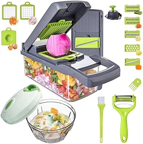 Vegetable Chopper with Container 16-in-1, 7 Blades Food Dicer Veggie Slicer