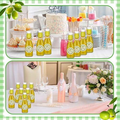 Queekay 20 Pack Mini Swing Top Glass Bottles with Labels