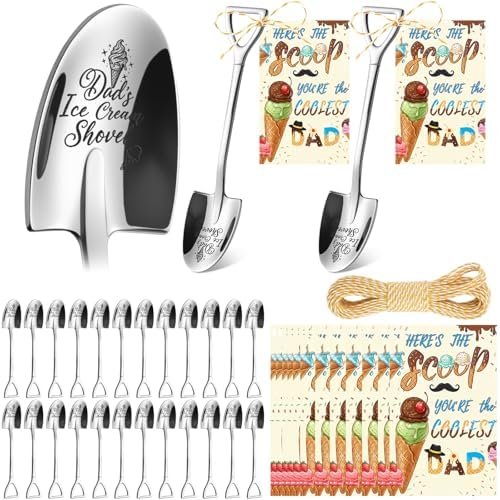 24 Sets Fathers Day Gifts Bulk Dad's Ice Cream Shovel Gifts