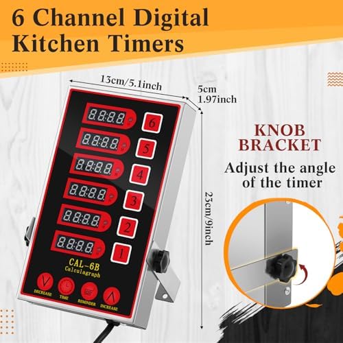 Relaxweex 1 Pack Commercial Digital Kitchen Timer for Cooking, 6 Channel