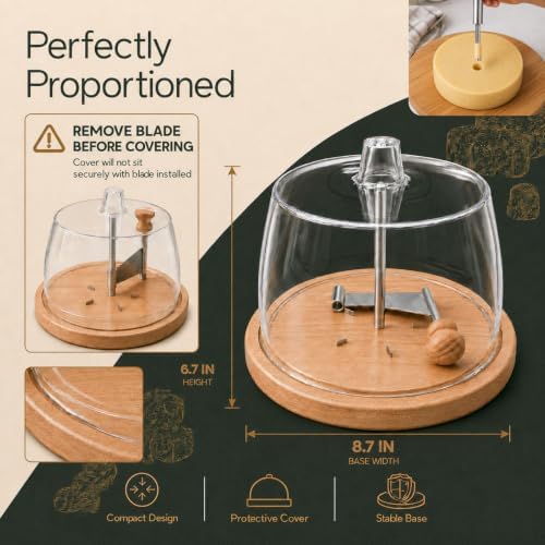 Cheese Curler Wheel with Cover, Stainless Steel Cheese Shaver with Manual Handheld Flaker, Kitchen Cheese Cutter Gadget for Butter Chocolate Home Parties Bakery Restaurants Cafes