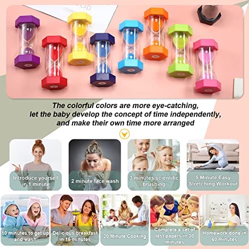 Yunsailing 9 Packs Sand Timer Hourglass 1-60 Minutes Visual, Classic Colors