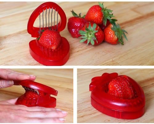 Mayata 2pcs Strawberry Slicer Corer Stainless Steel Strawberry Huller Leaf Stem Remover Strawberry Cutter Blade Fruit Tools Kitchen Gadgets