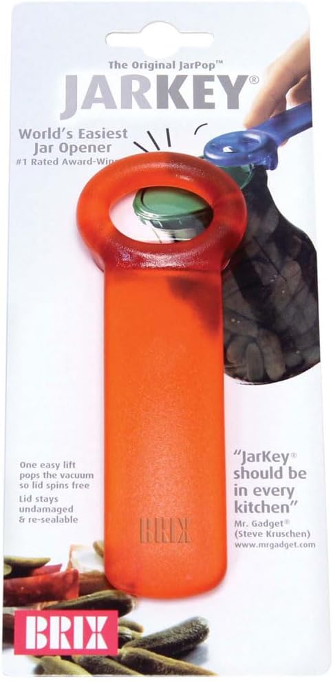 Brix Original Easy Jar Key Opener, Frosted Orange, Vacuum-Seal Release Tool For Stubborn Lids, Arthritis And Carpal Tunnel Aid