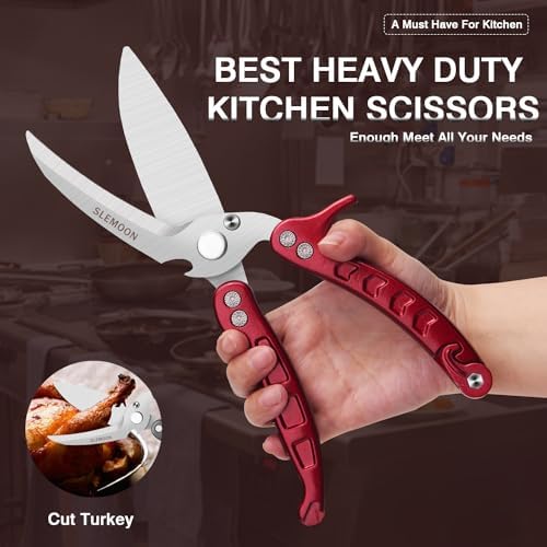 Heavy Duty Kitchen Poultry Shears Burgundy,2pcs set