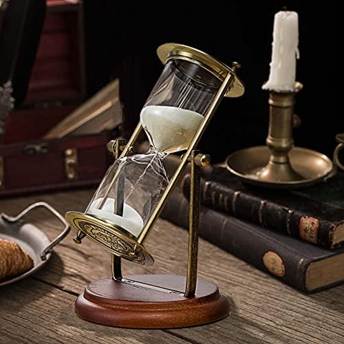 Vintage Hourglass Sand Timer Decor,360° Rotating 15 Min,7.48 inches