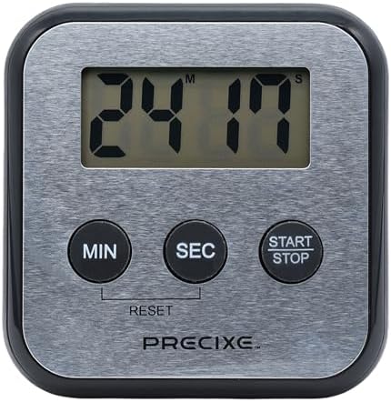 Compact Stainless Steel Digital Timer | High-Contrast LCD Display | Countdown and Countup for Kitchen, Study, or Classroom | Magnet and Stand