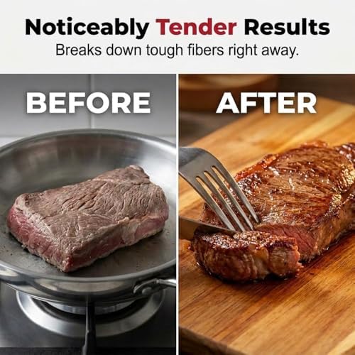 Meat Tenderizer Tool with 48 Stainless Steel Needle Blades, Spring Loaded Meat Tenderizer, Handheld Blade Meat Tenderizer for Steak, Beef, Chicken, Pork, BBQ Grill Kitchen Gadgets (White*1pcs)